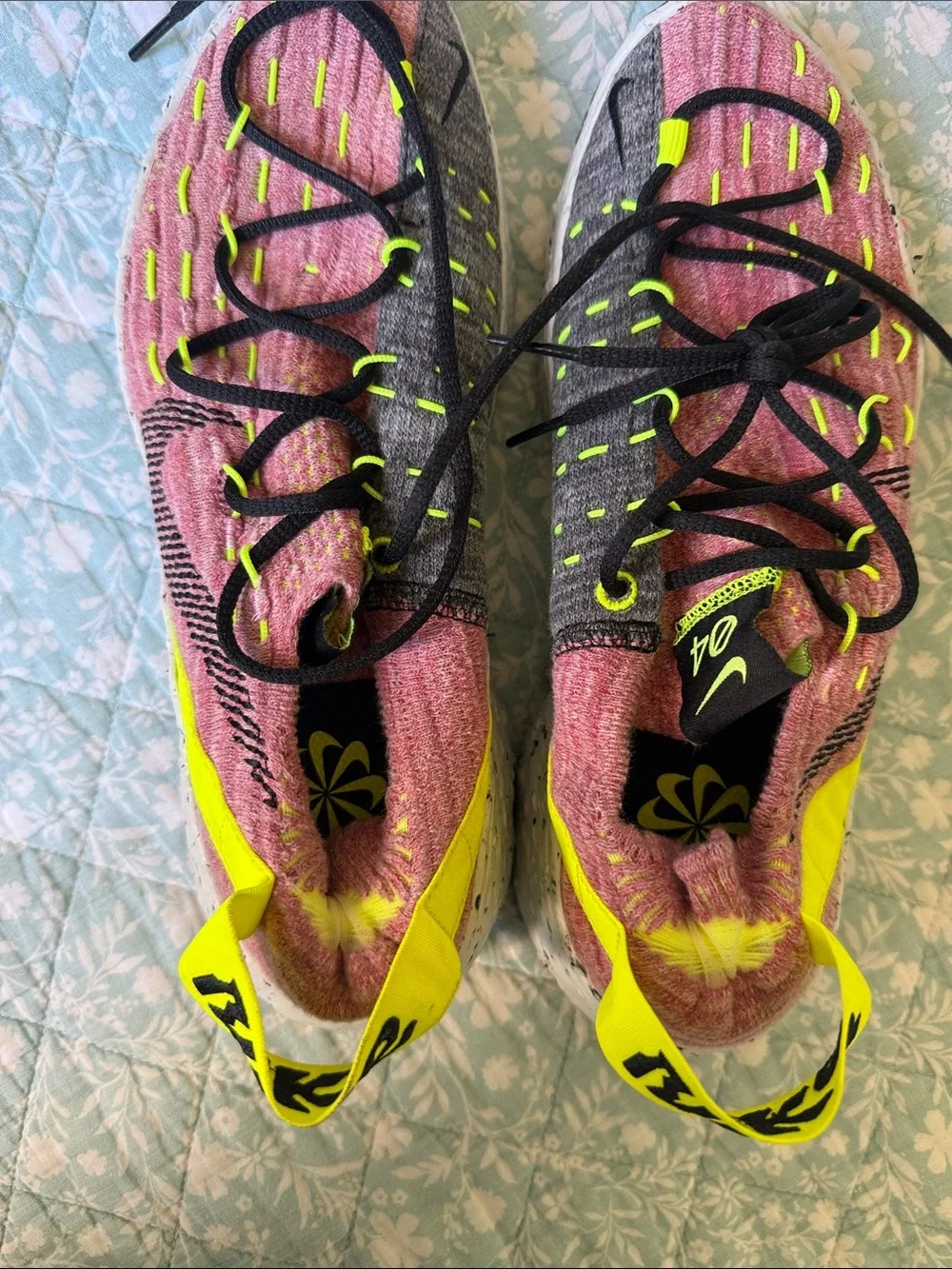 Nike Flyknit Sneakers in Pink, Gray & Neon Yellow